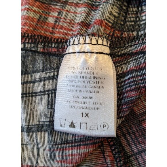 Womens Madras Plaid Midi Dress Plus Size 1X Red Black Sleeveless Empire Waist - Picture 4 of 4